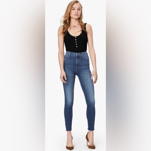 MOTHER high waisted looker ankle fray jeans - Picture 1 of 14